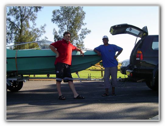 DJ and Stevo with boat on trailer